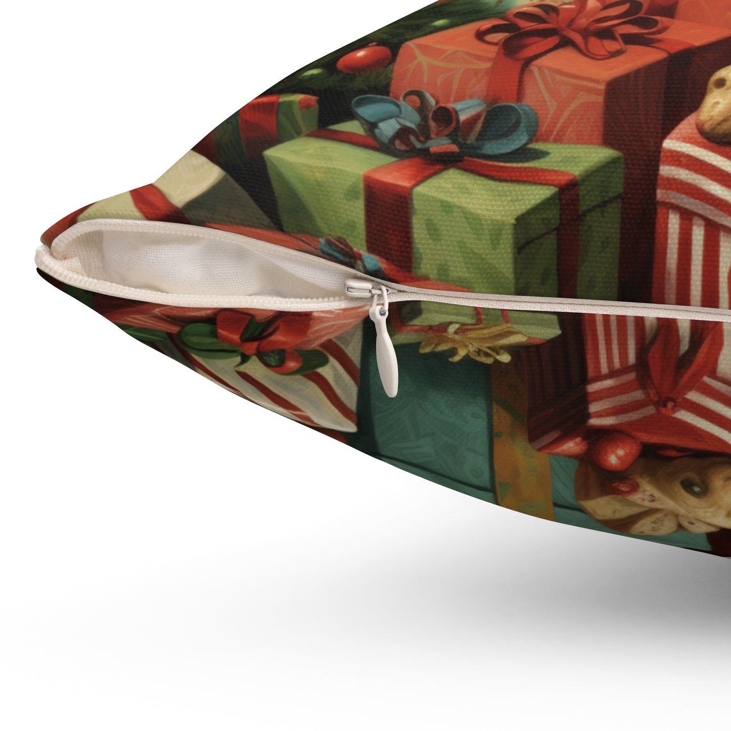 Christmas Dog 2 Spun Polyester Square Pillow