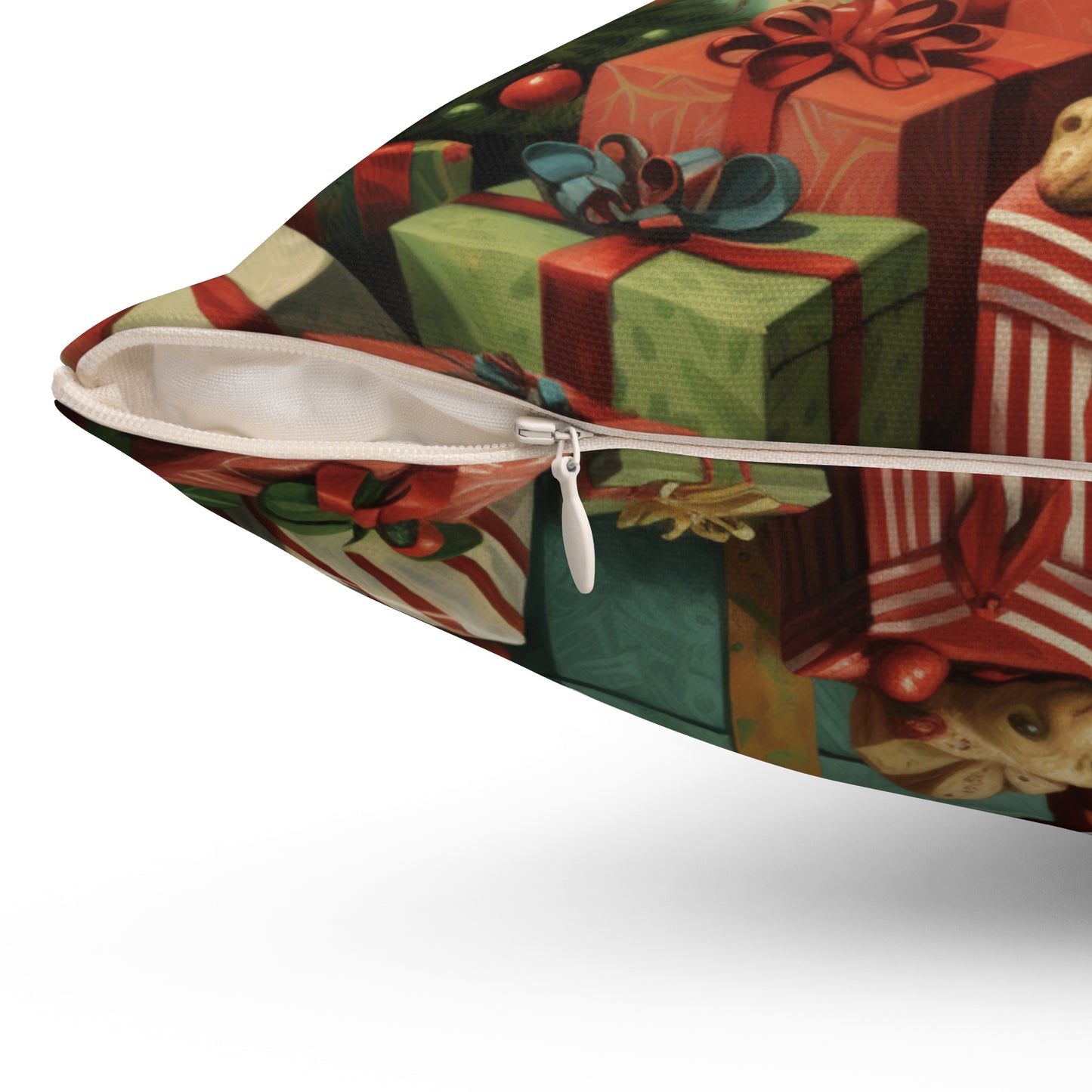 Christmas Dog 2 Spun Polyester Square Pillow