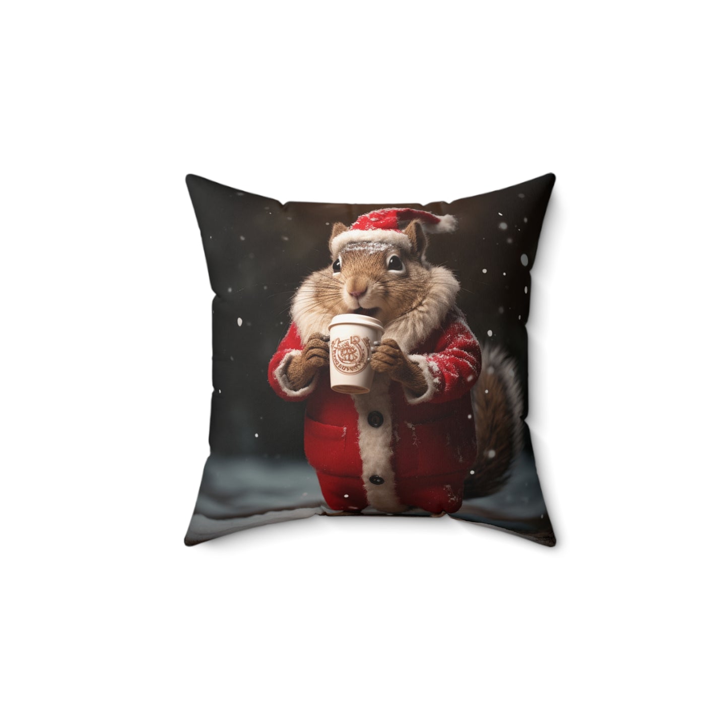 Christmas Squirrel Spun Polyester Square Pillow