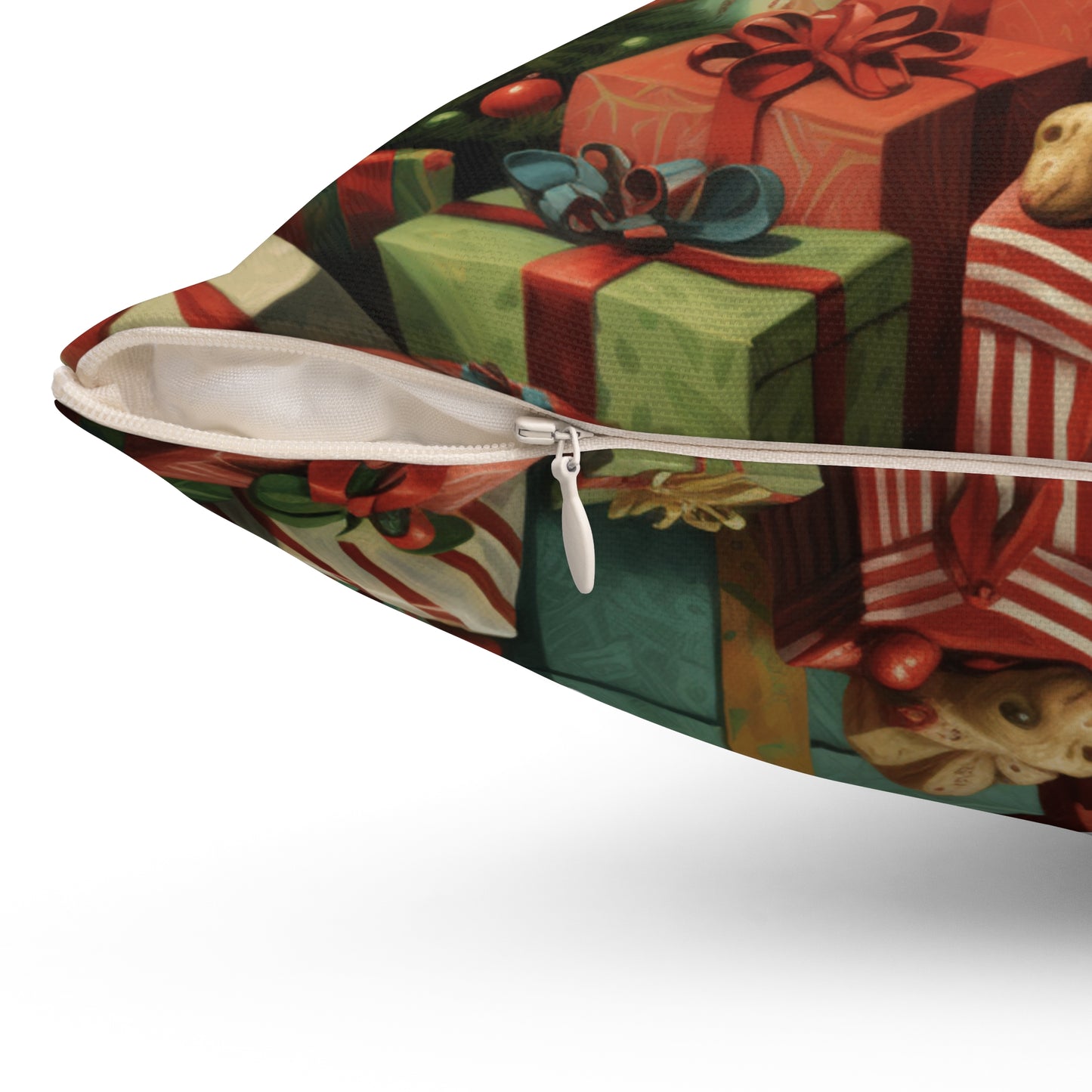 Christmas Dog 2 Spun Polyester Square Pillow