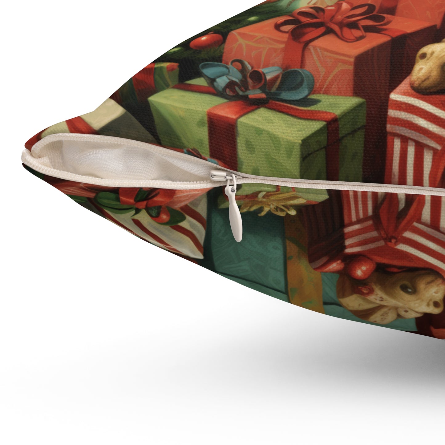 Christmas Dog 2 Spun Polyester Square Pillow