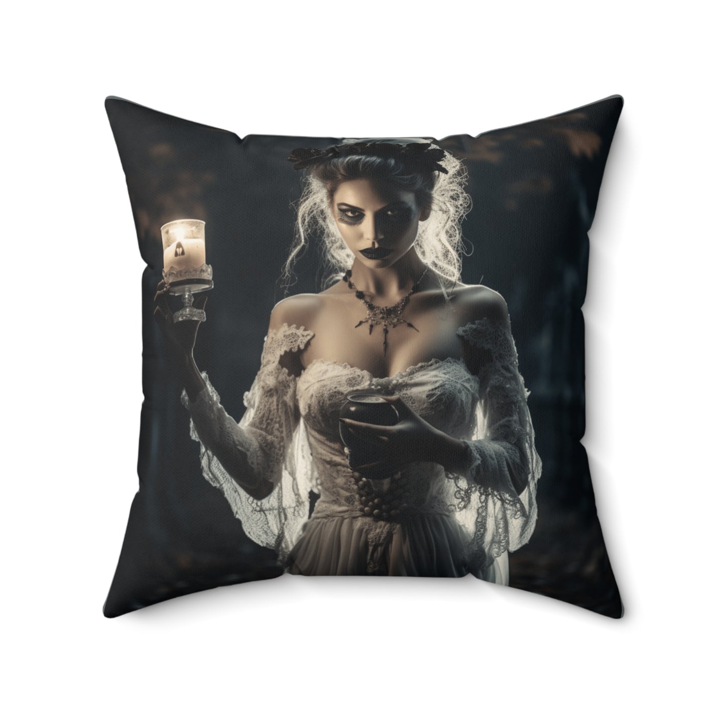 Halloween Bride Spun Polyester Square Throw Pillow
