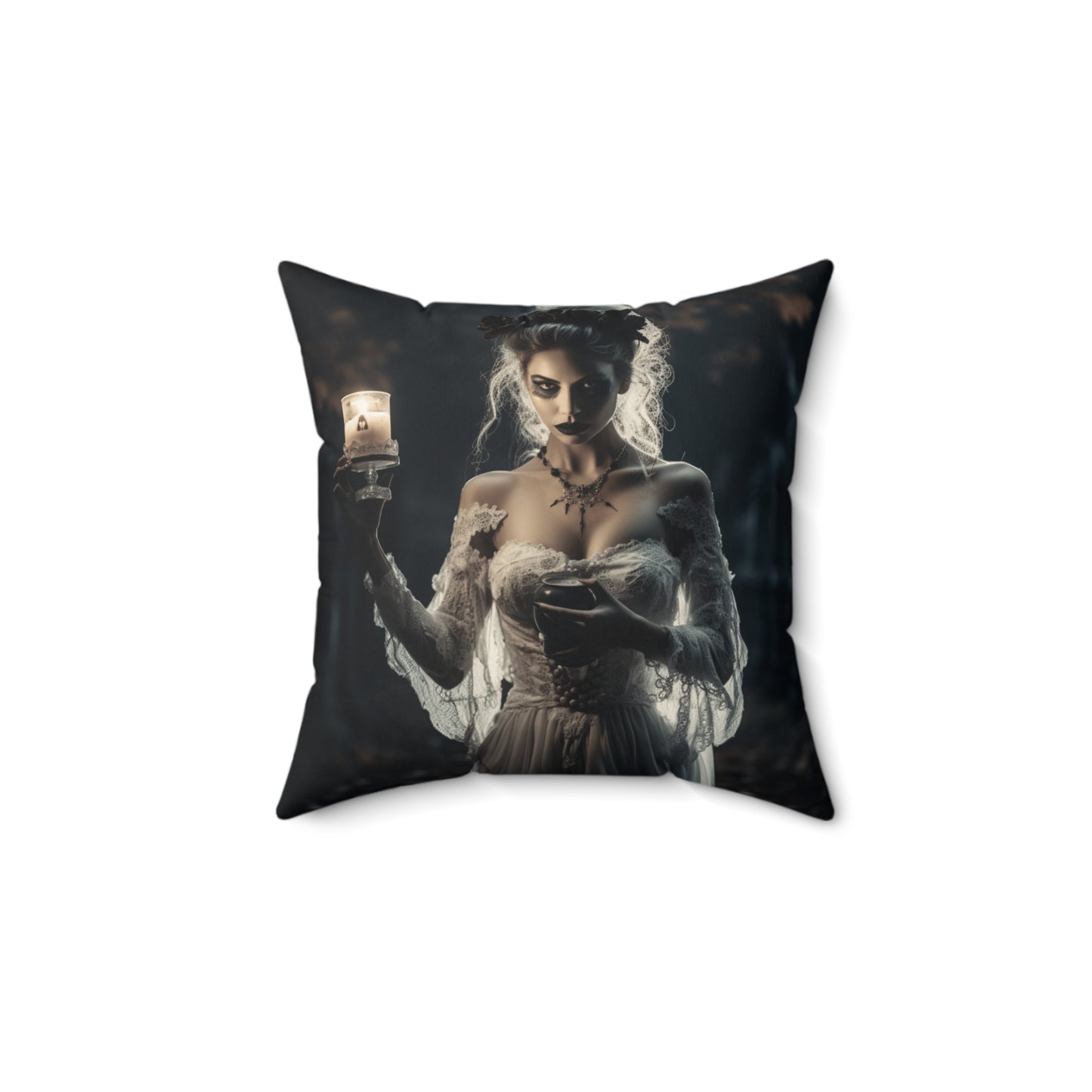 Halloween Bride Spun Polyester Square Throw Pillow