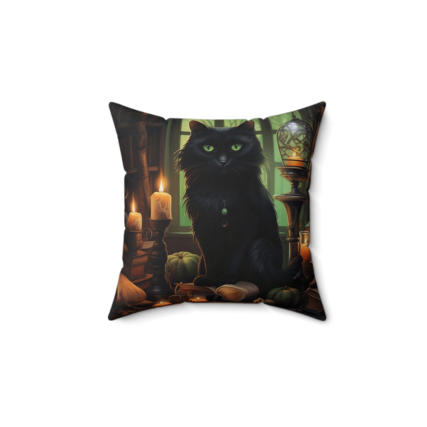 Halloween Cat1 Spun Polyester Square Pillow