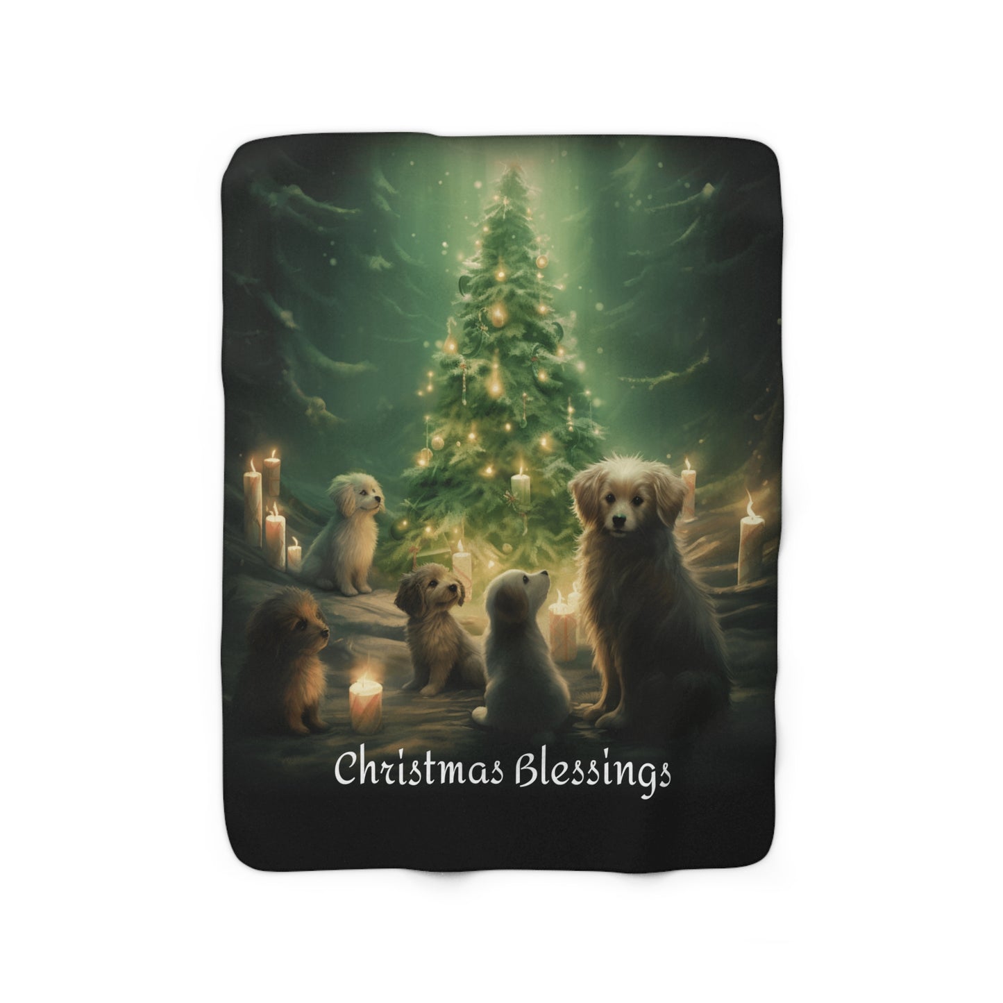 Christmas Pups 4 (Dog) Sherpa Fleece Blanket