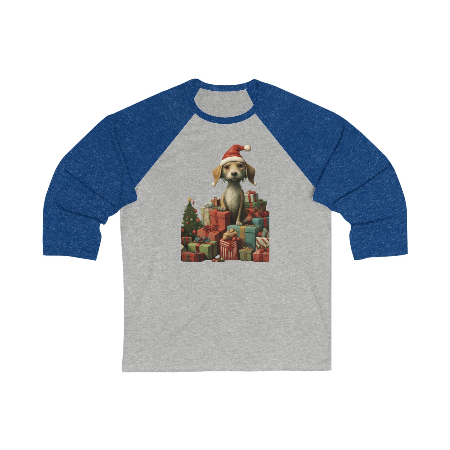 Christmas Dog 2 Unisex 3\4 Sleeve Baseball Tee