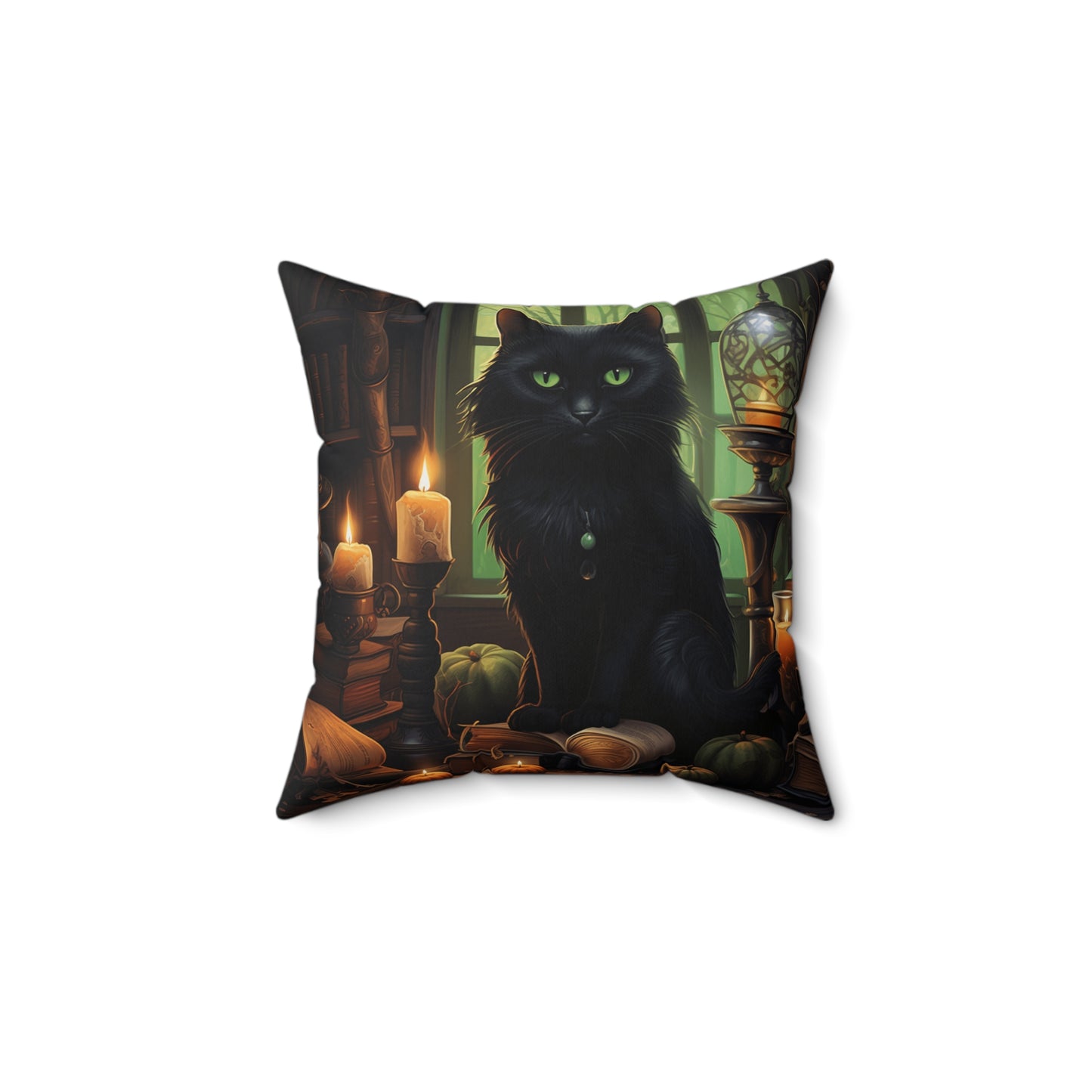 Halloween Cat1 Spun Polyester Square Pillow