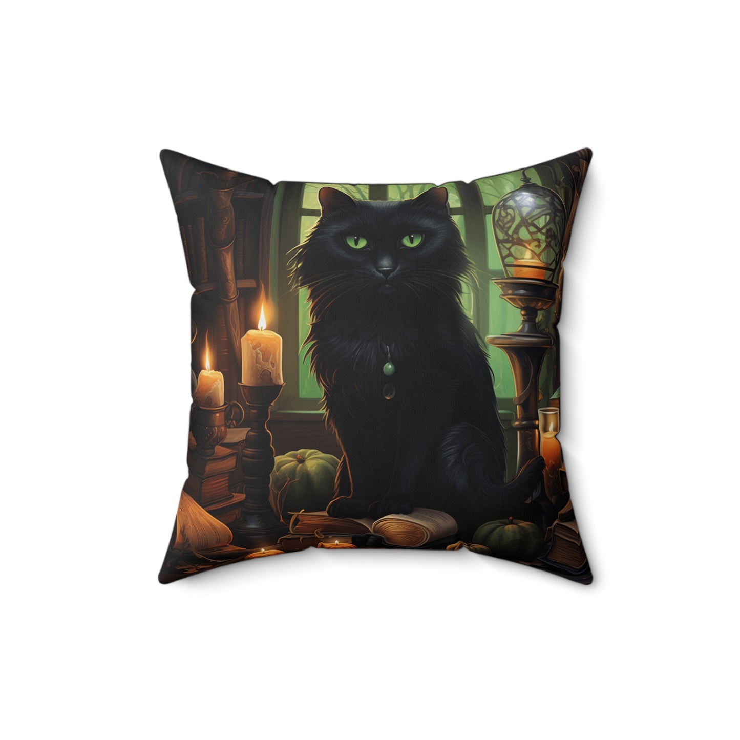 Halloween Cat1 Spun Polyester Square Pillow