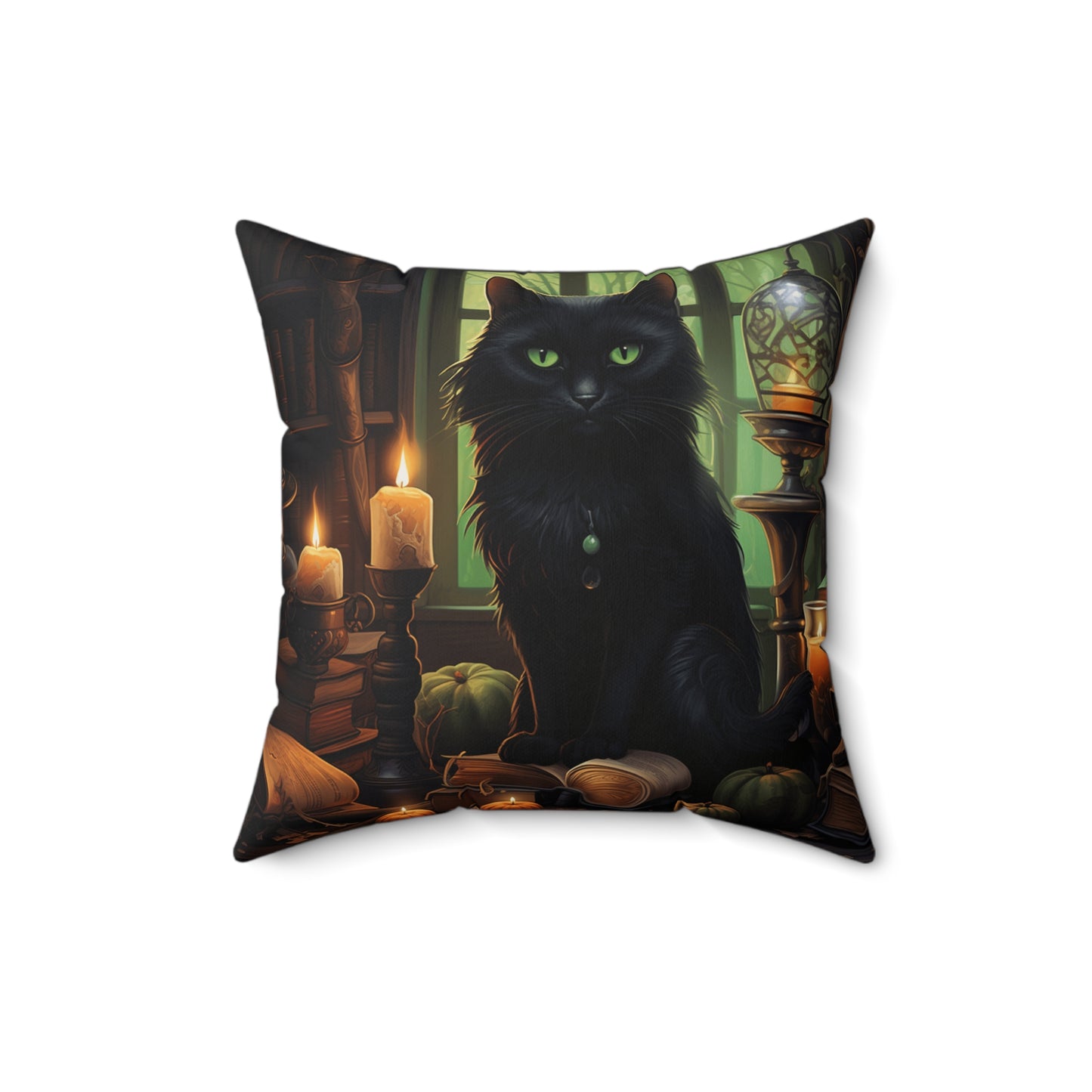 Halloween Cat1 Spun Polyester Square Pillow