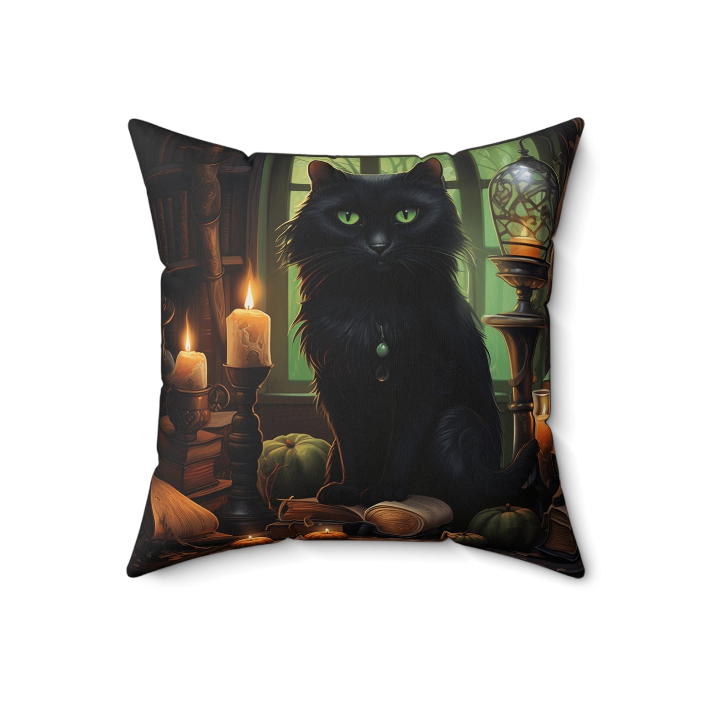 Halloween Cat1 Spun Polyester Square Pillow