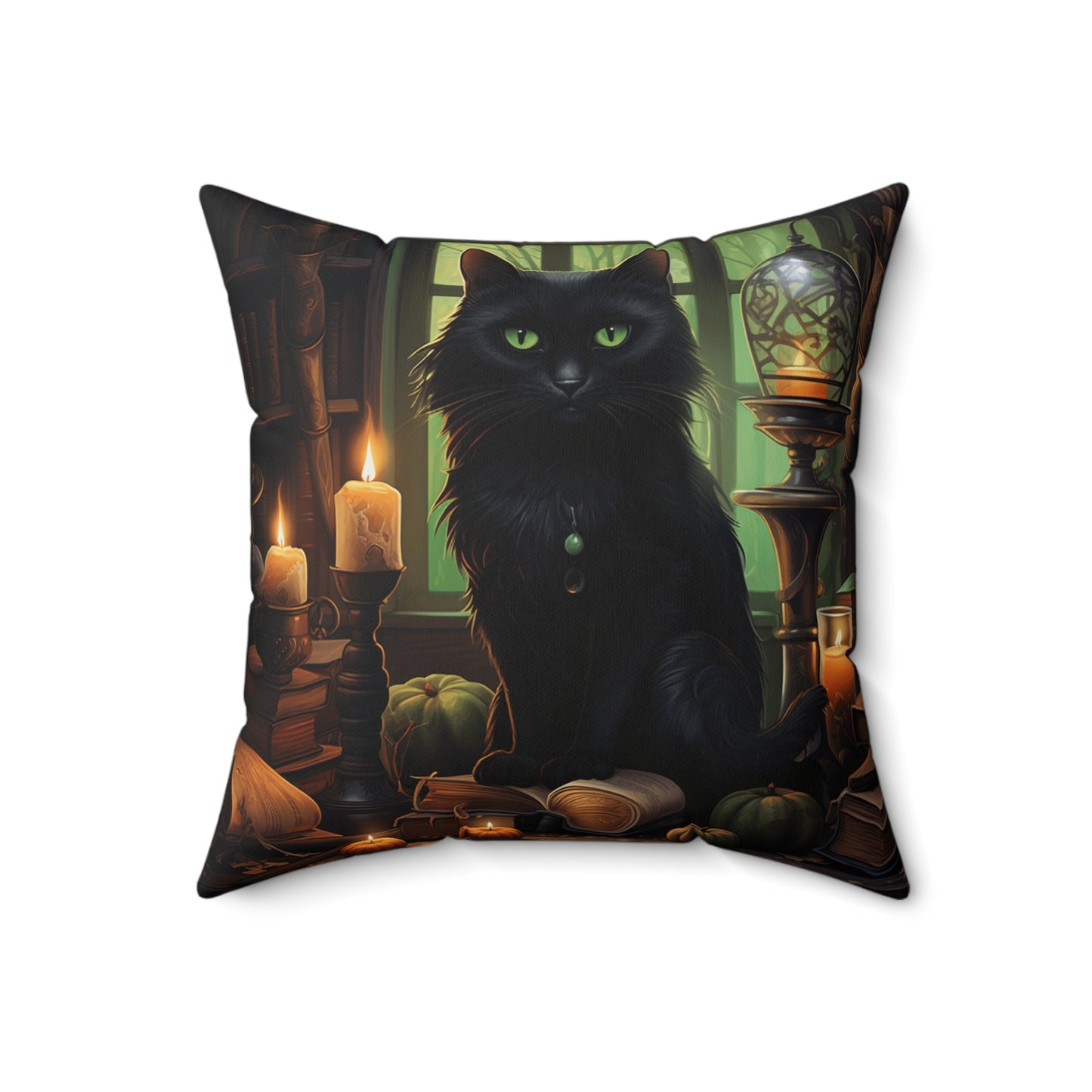 Halloween Cat1 Spun Polyester Square Pillow