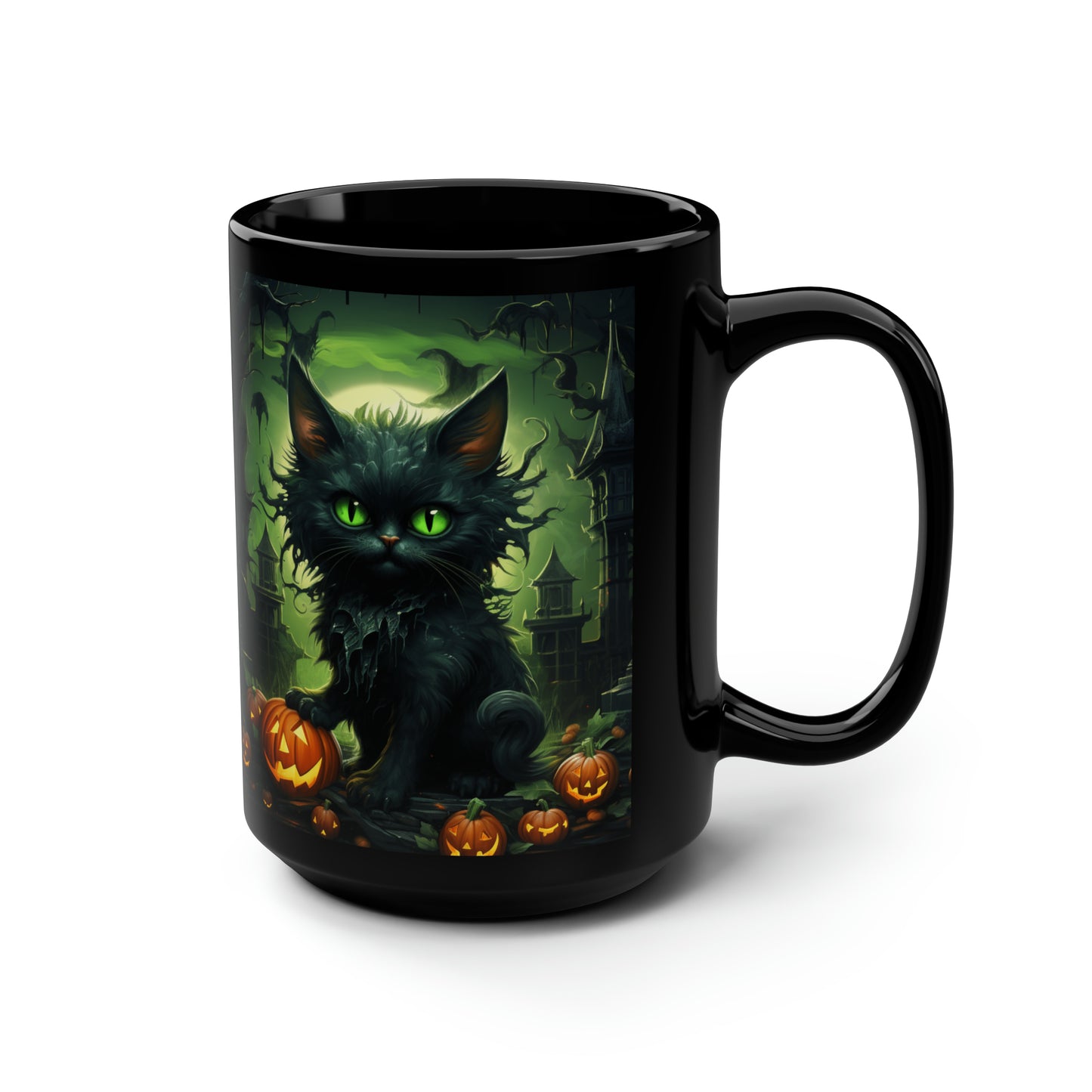 Halloween Cat2 Black Mug, 15oz