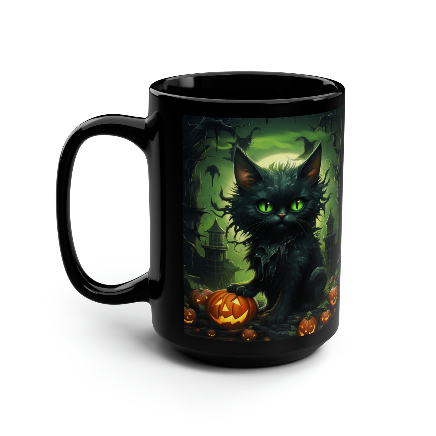 Halloween Cat2 Black Mug, 15oz