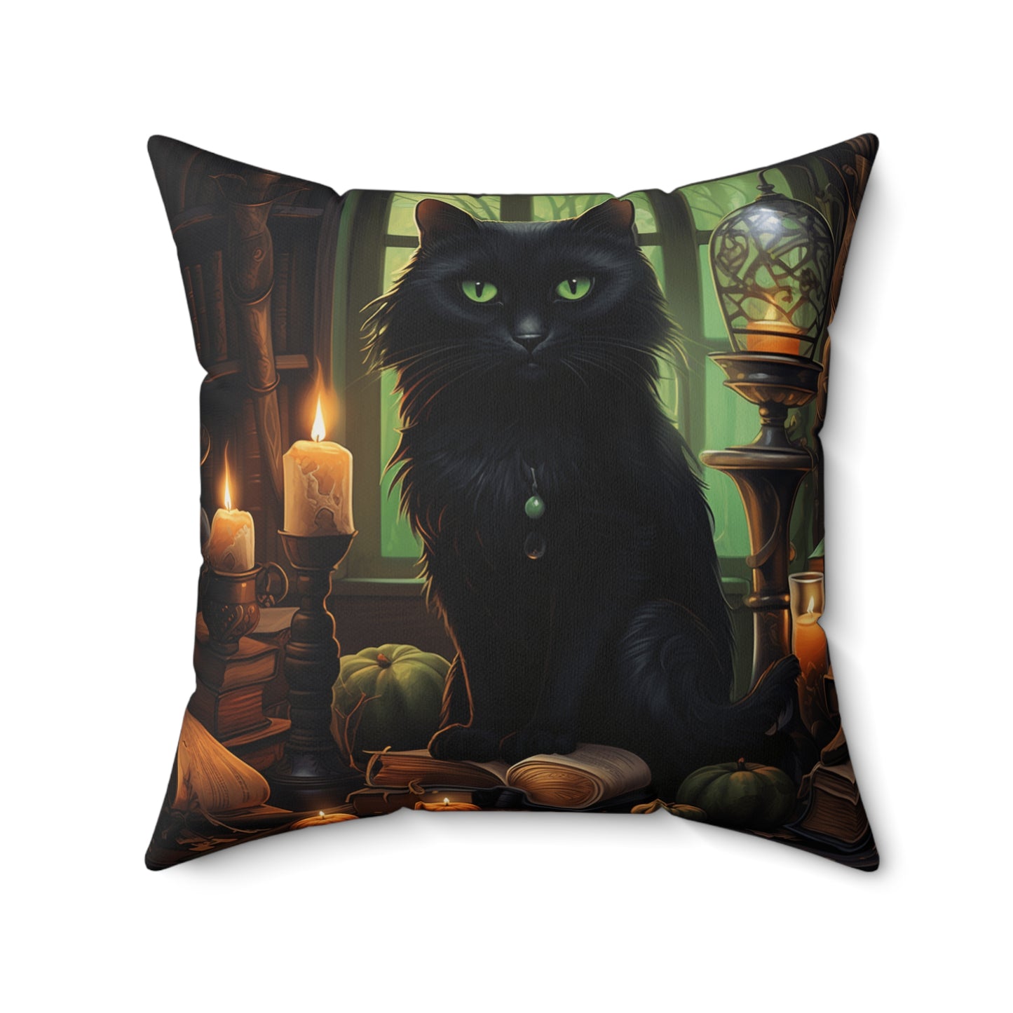 Halloween Cat1 Spun Polyester Square Pillow