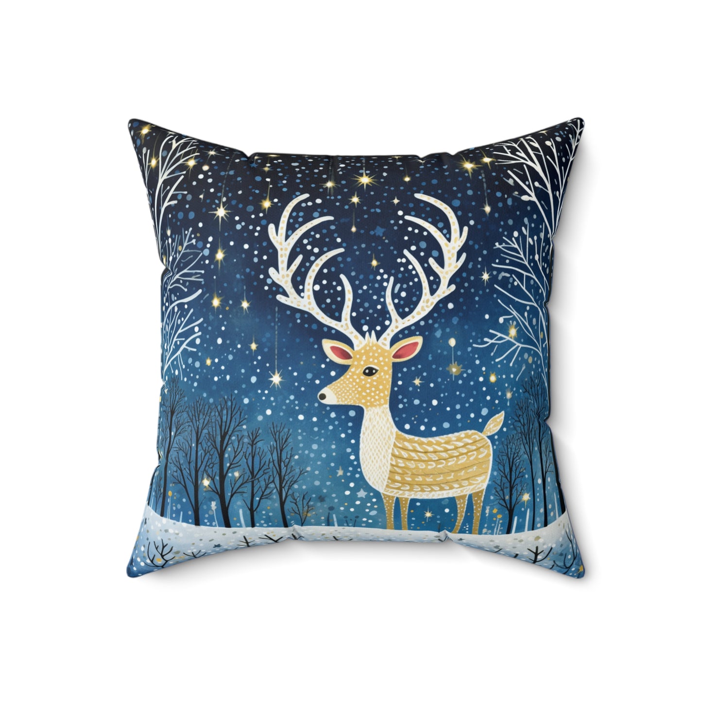 Christmas Reindeer Spun Polyester Square Pillow