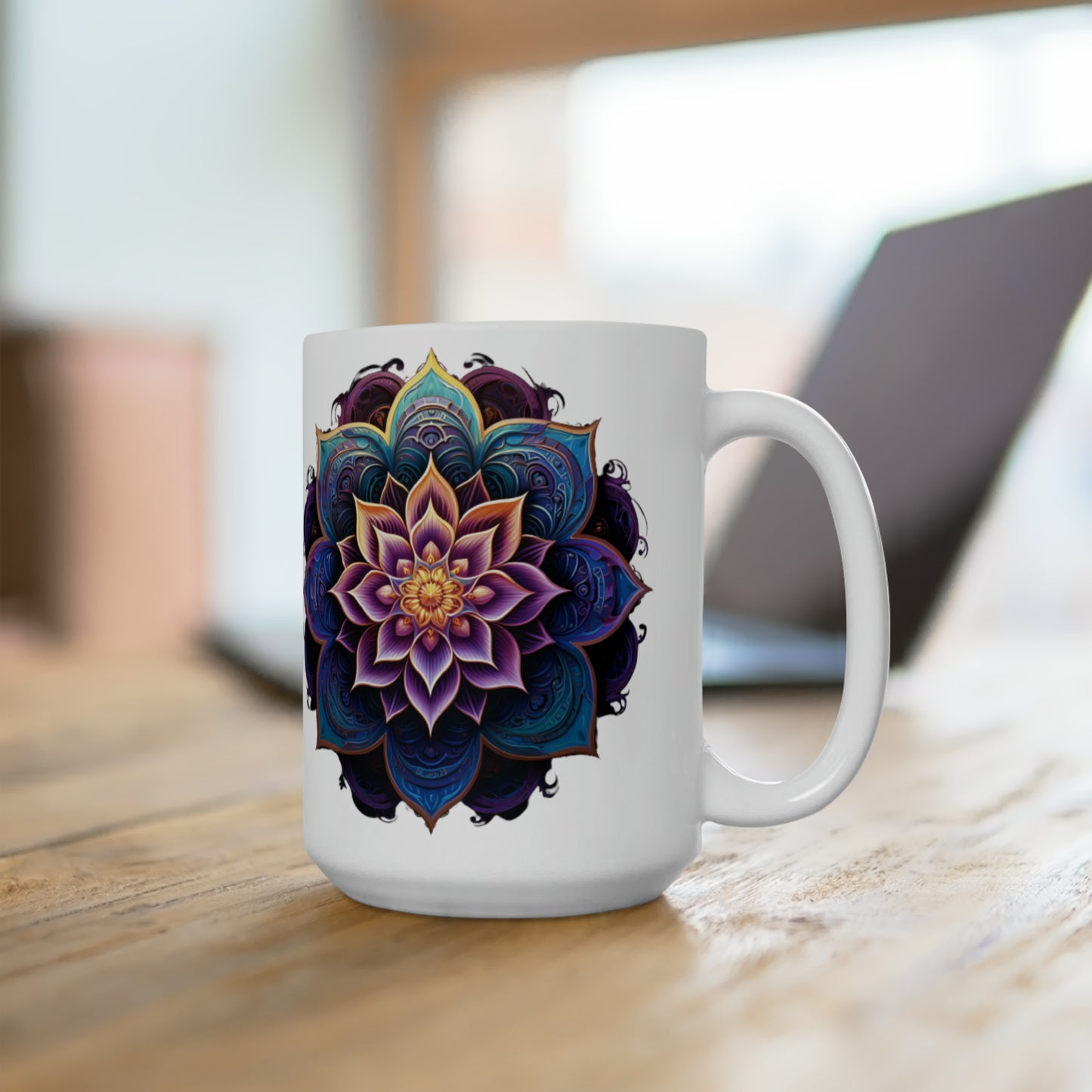 Lotus mandala Ceramic Mug 15oz