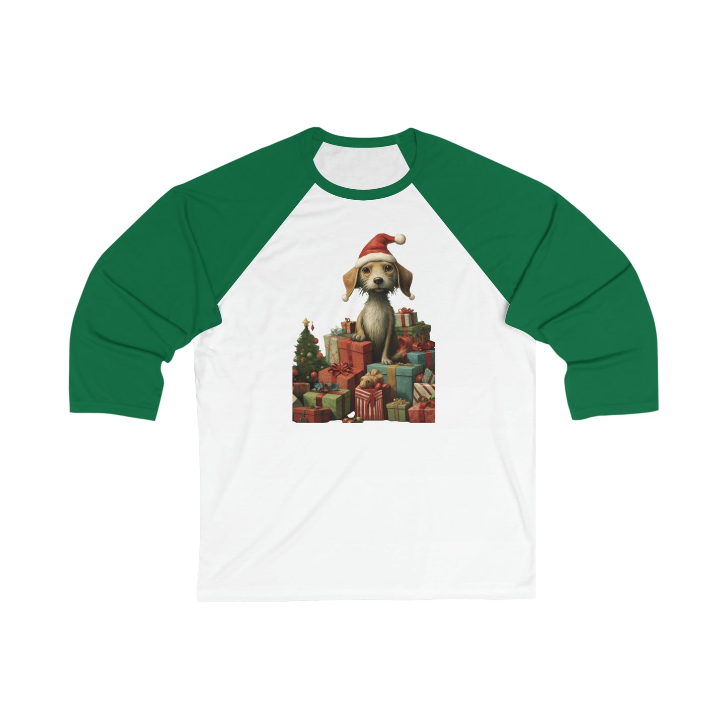 Christmas Dog 2 Unisex 3\4 Sleeve Baseball Tee