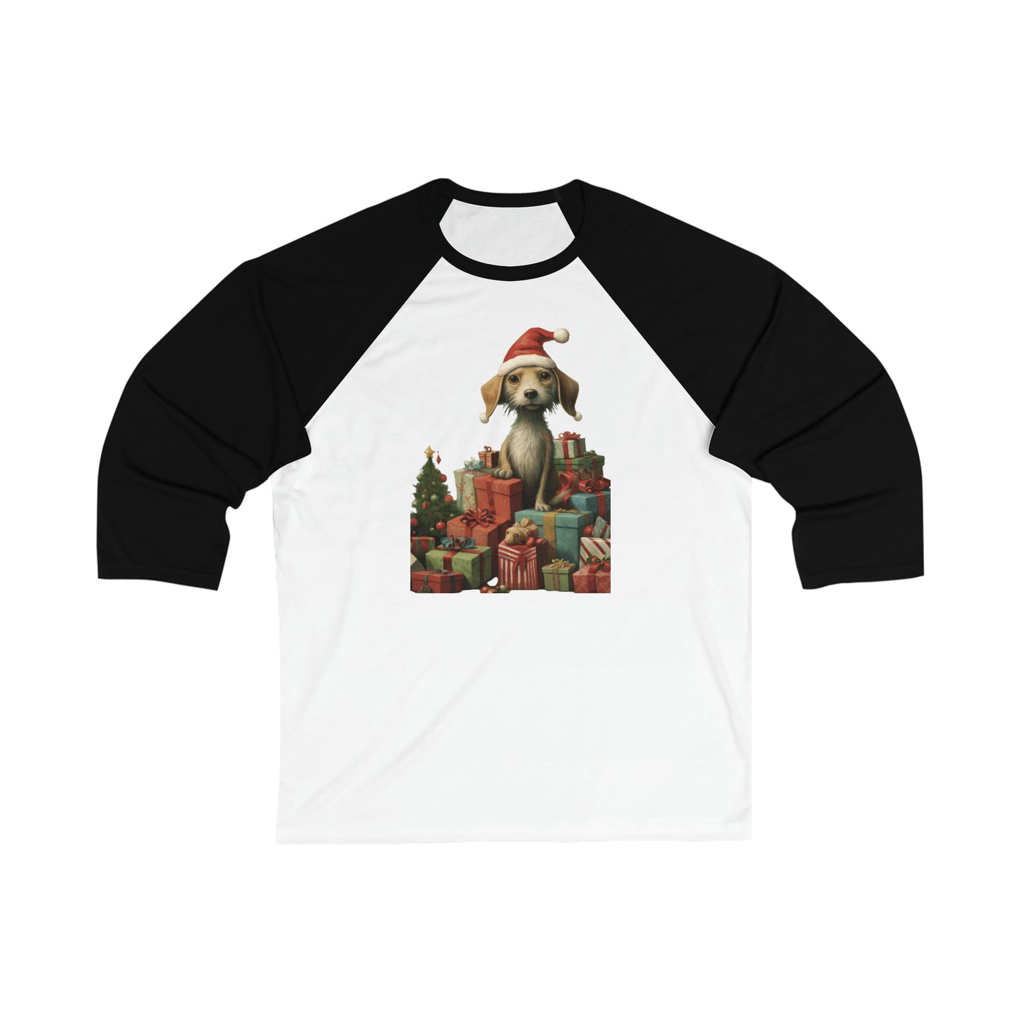 Christmas Dog 2 Unisex 3\4 Sleeve Baseball Tee