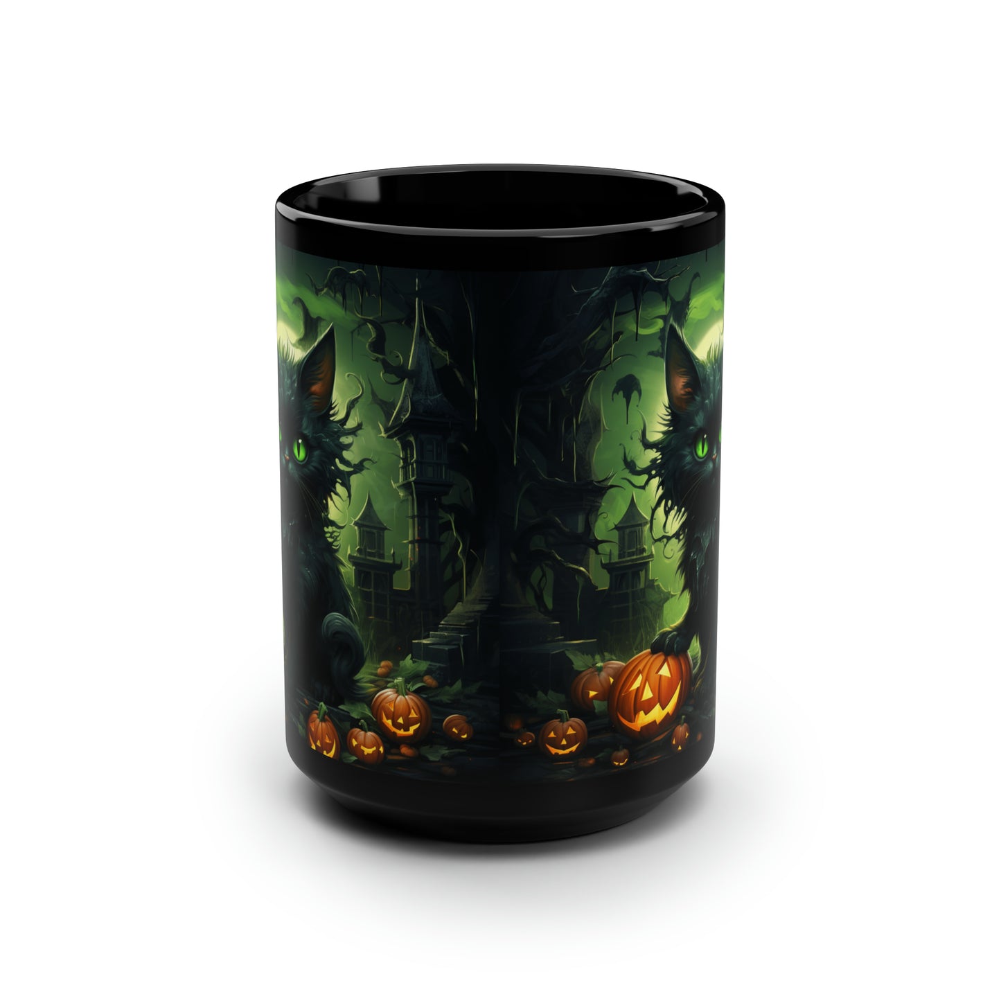 Halloween Cat2 Black Mug, 15oz